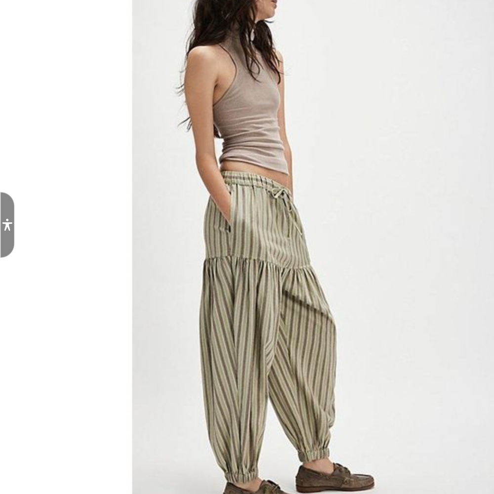 Free People Striped Green Harem Pants